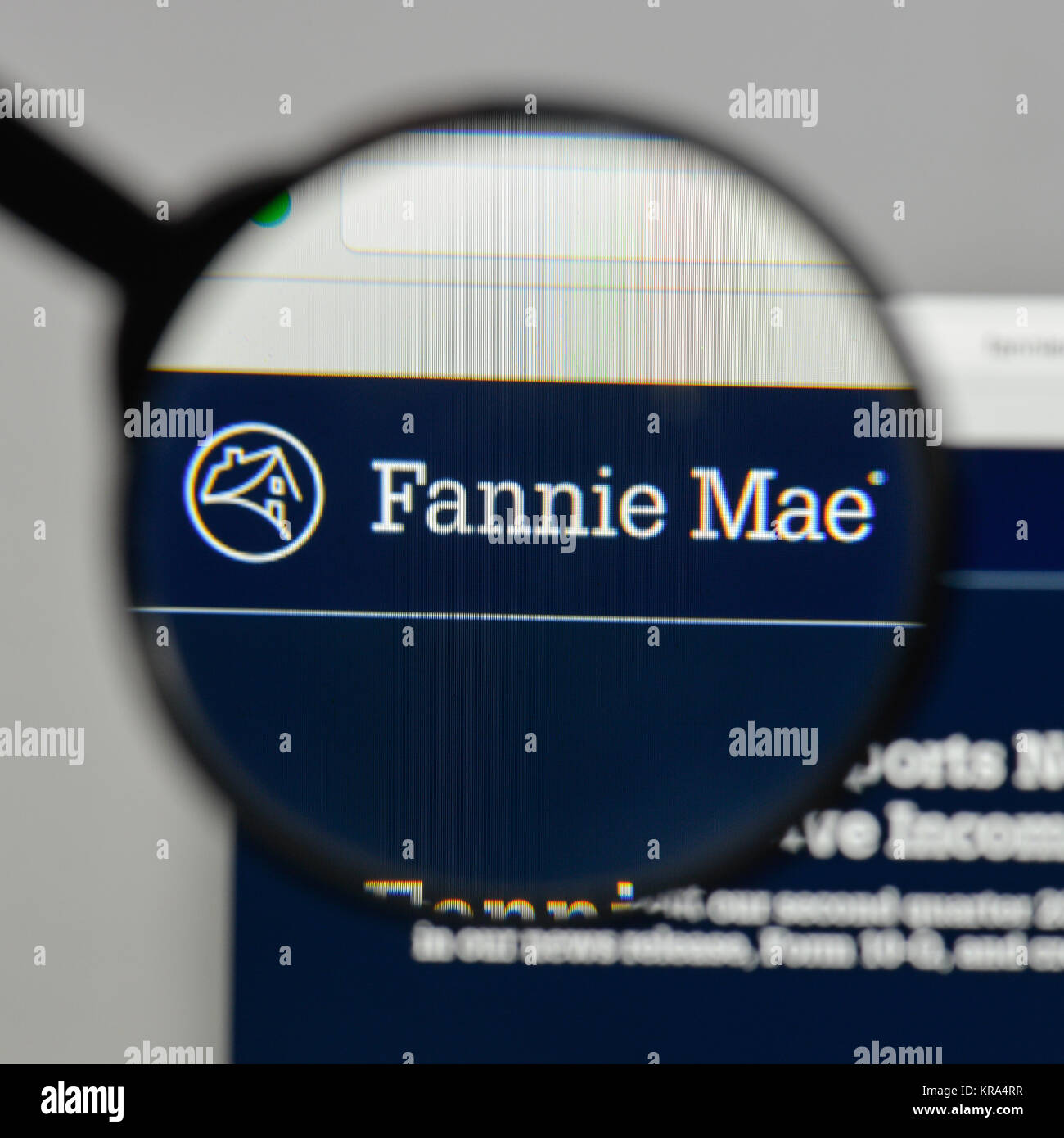 Milan, Italy - August 10, 2017: Fannie Mae logo on the website homepage ...