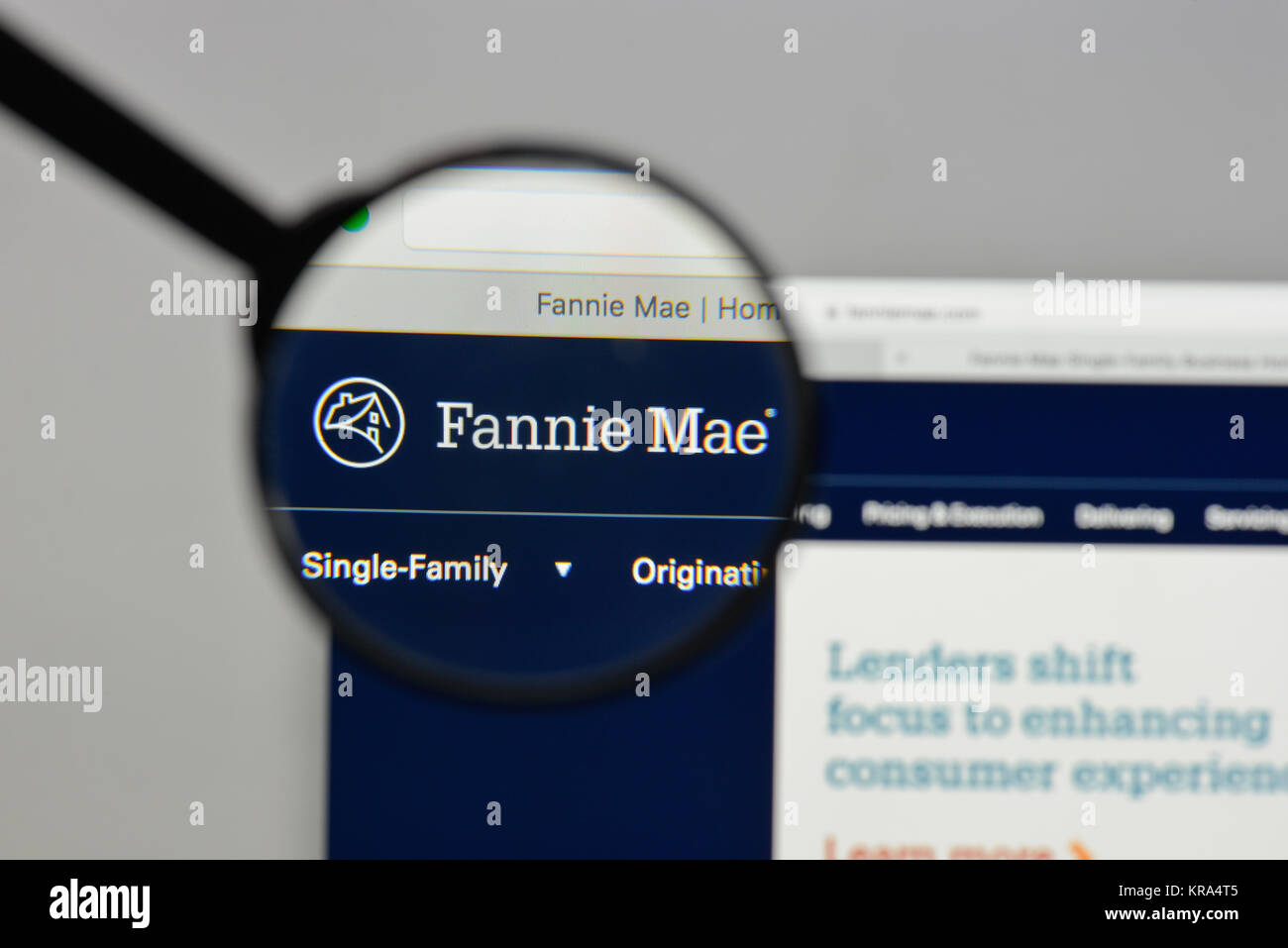 Milan, Italy - August 10, 2017: Fannie Mae logo on the website homepage. Stock Photo