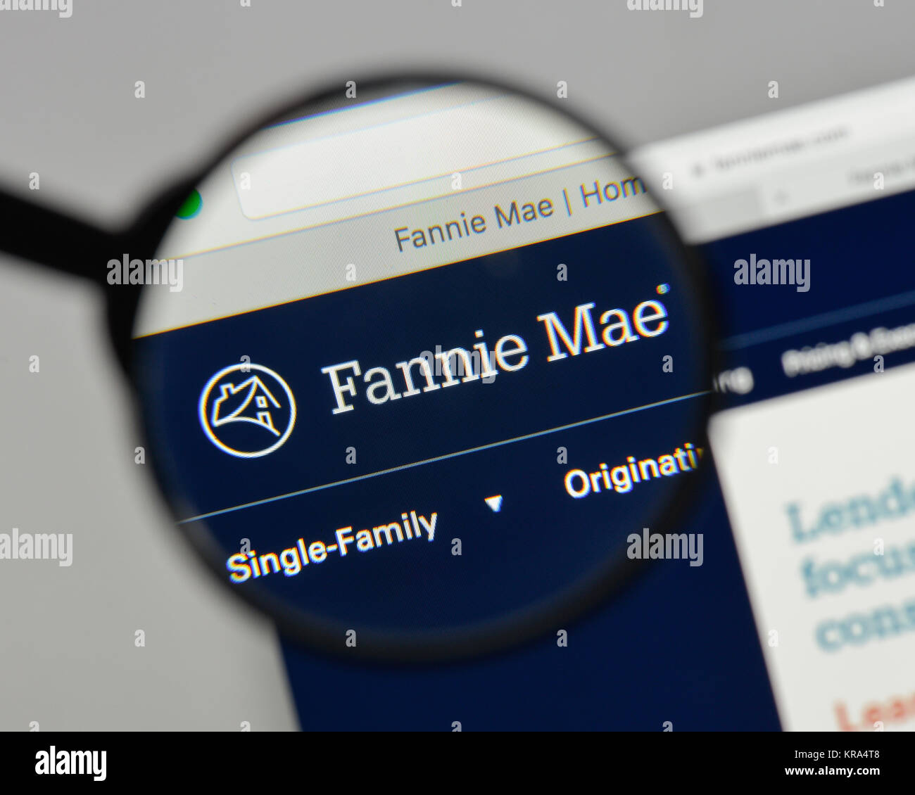 Milan, Italy - August 10, 2017: Fannie Mae logo on the website homepage. Stock Photo