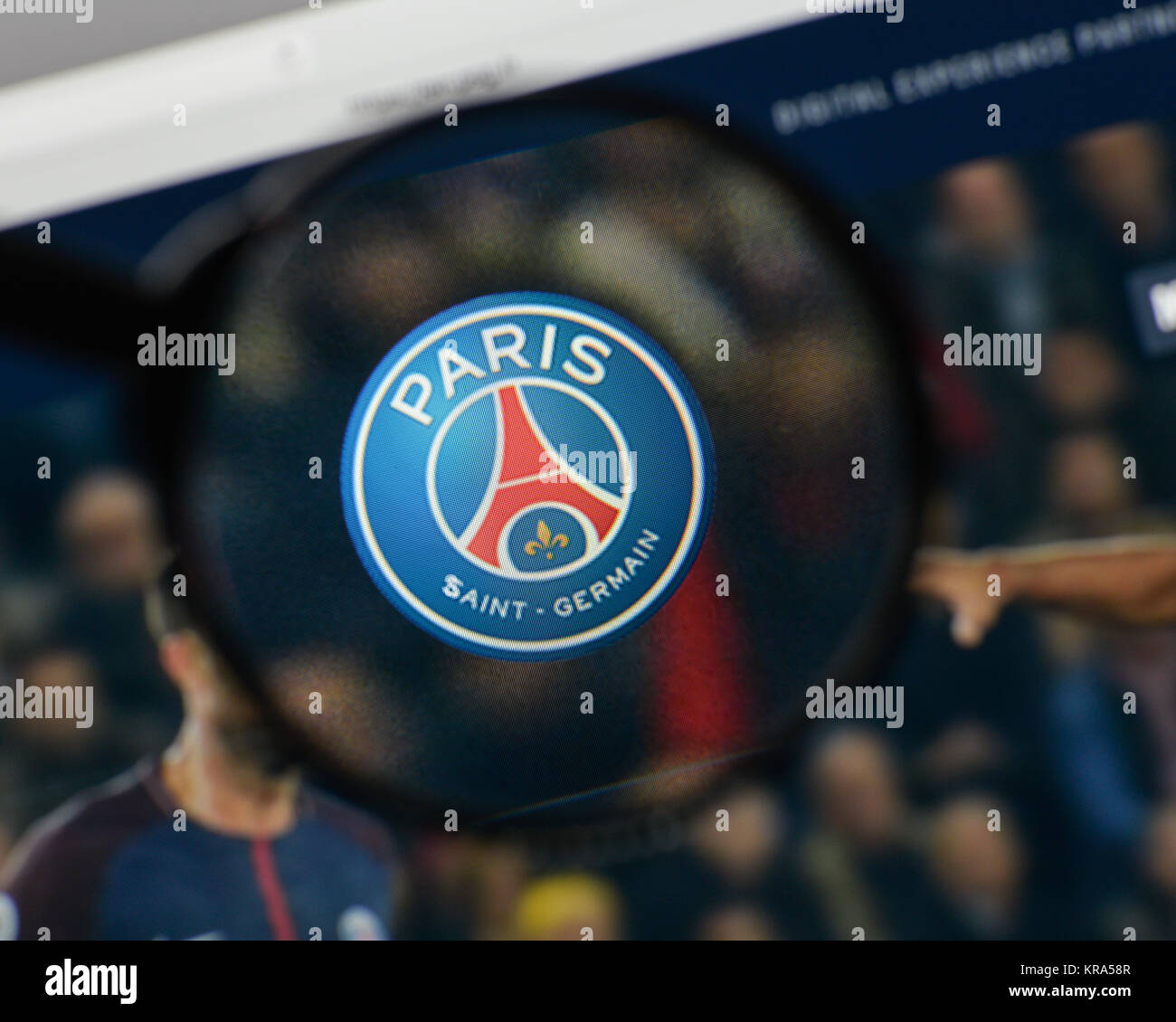 Milan Italy August 10 17 Fc Paris Saint Germain Logo On The Website Homepage Stock Photo Alamy