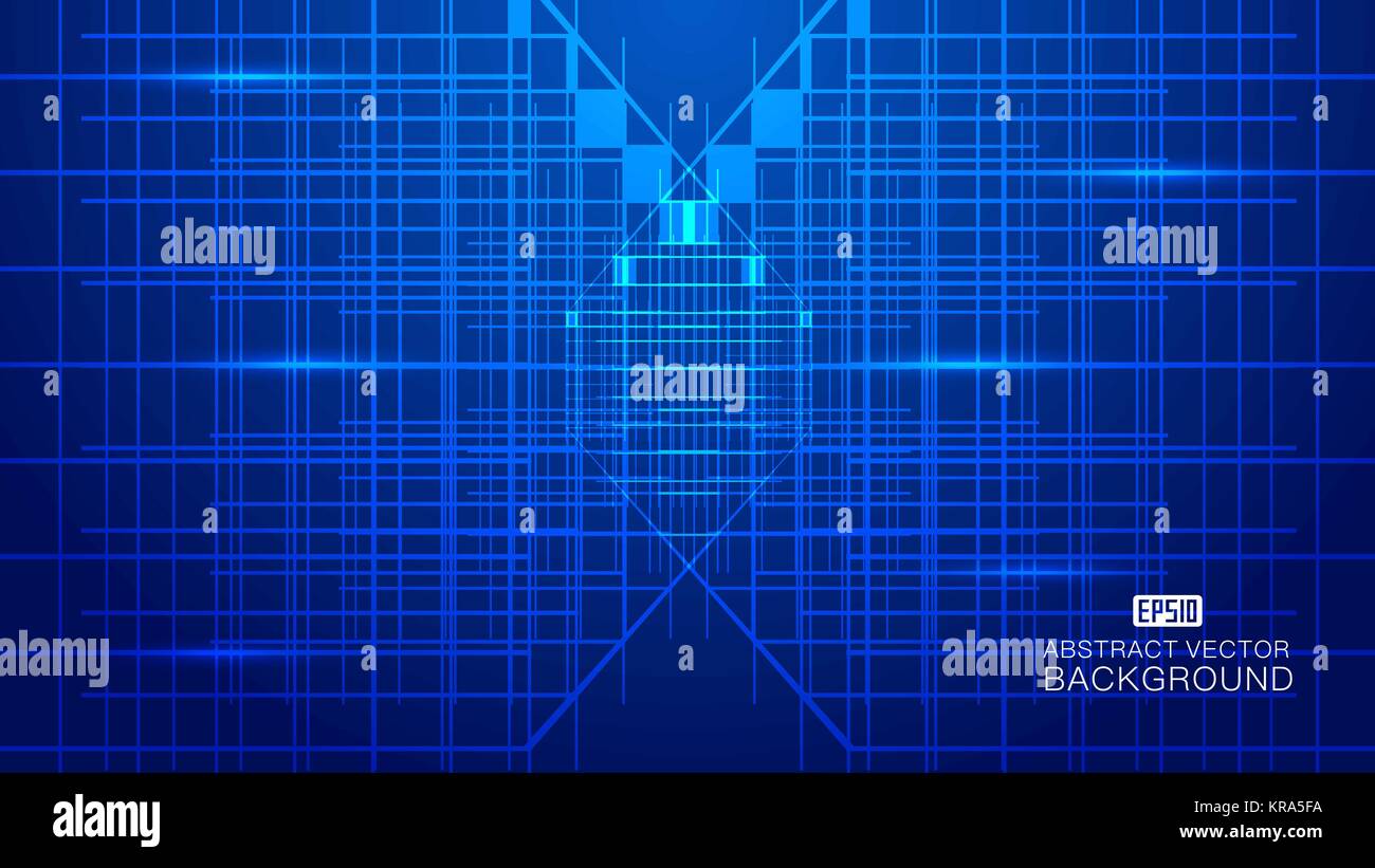 Blue luminescent technology abstract vector background of light and line Stock Vector