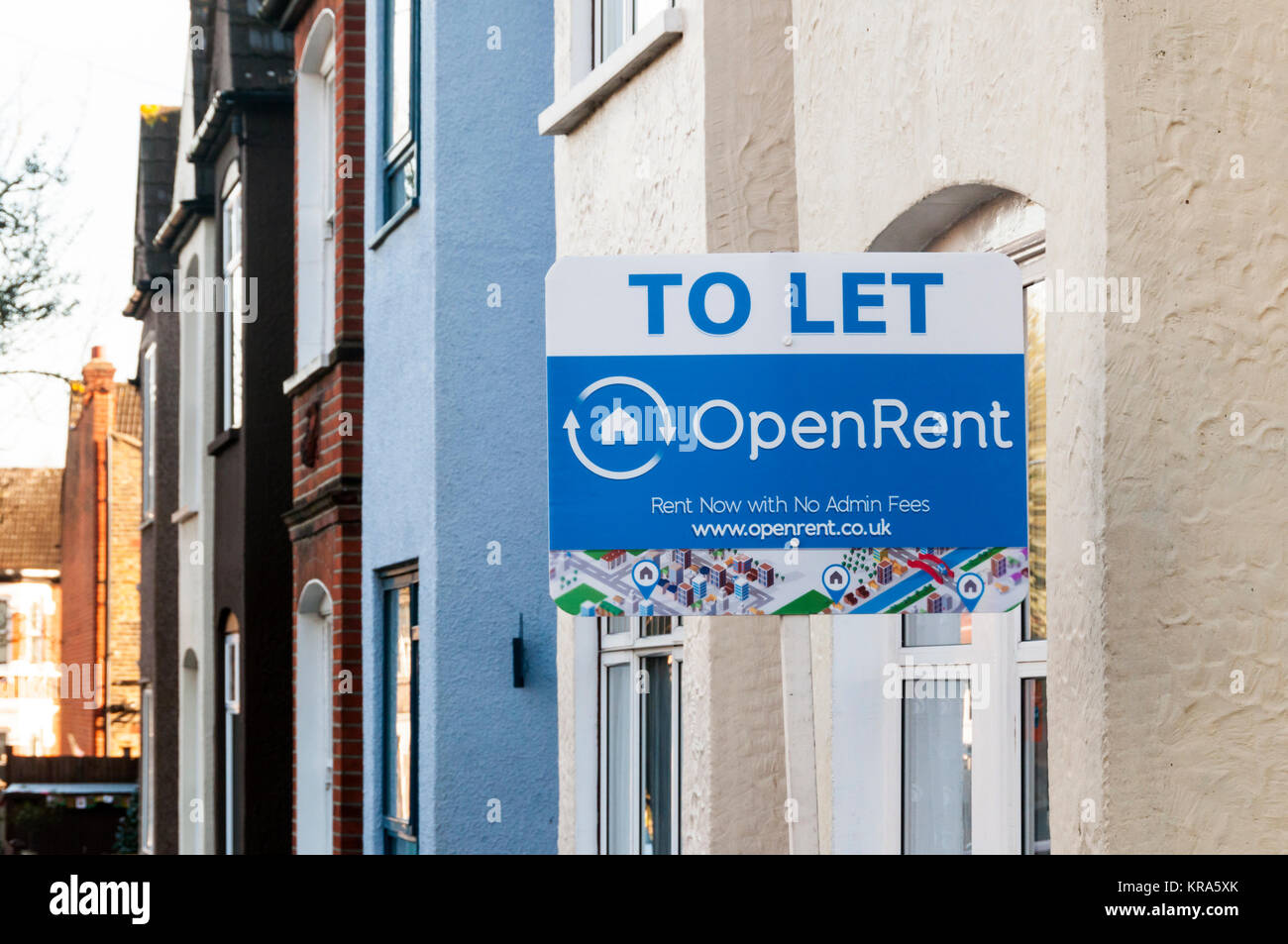 Agents To Let board on a house to let through the online letting agency OpenRent in Bromley, South London. Stock Photo