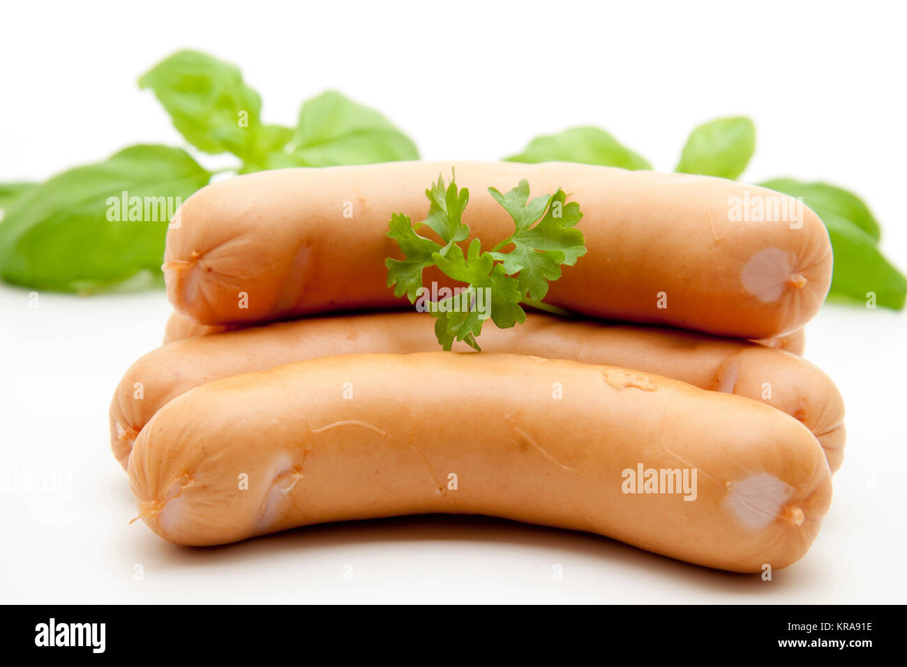 Frankfurter with basil Stock Photo - Alamy