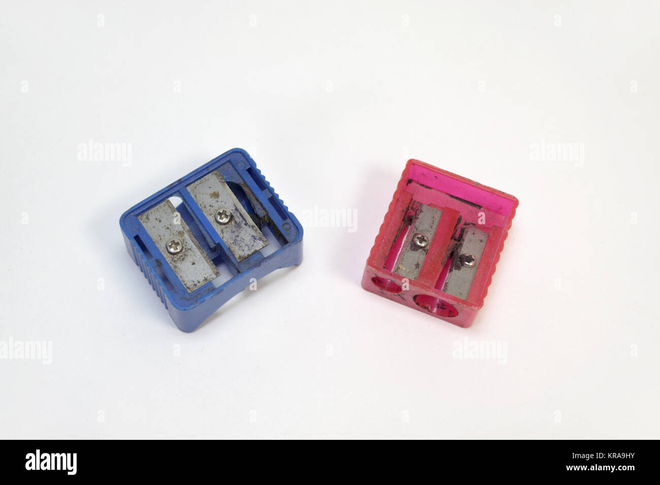 two pencil sharpeners for different pencil diameters Stock Photo - Alamy