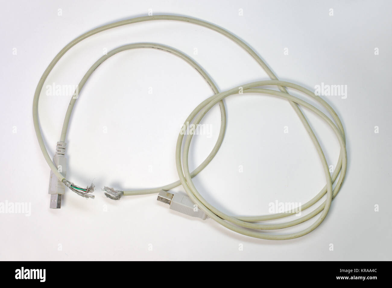 wire break in the middle of usb cable. Sticking out the shielding mesh