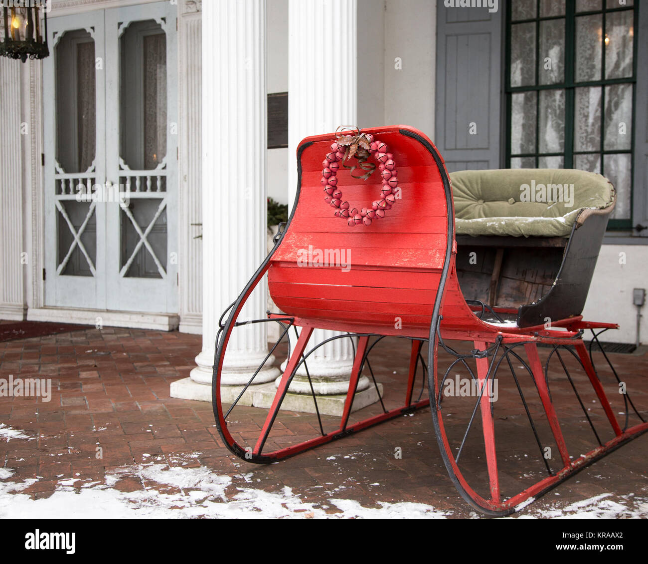Christmas sled at the Ringwood Manor in Ringwood, NJ Stock Photo