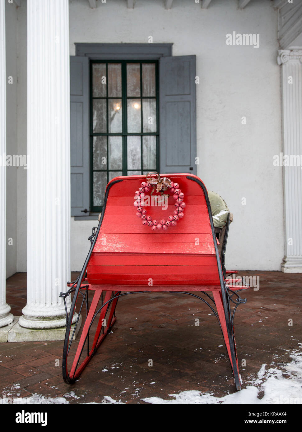 Christmas sled at the Ringwood Manor in Ringwood, NJ Stock Photo