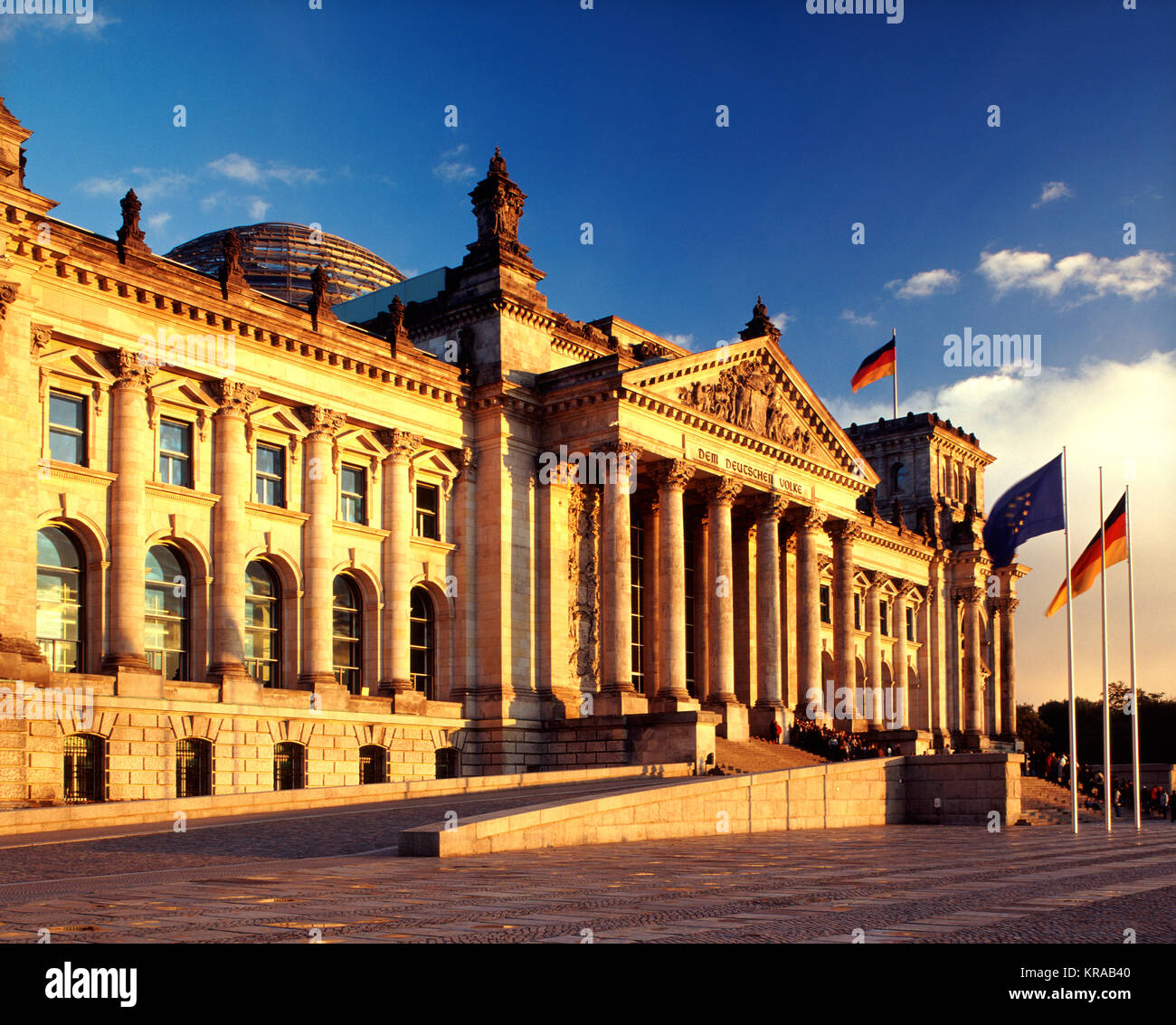 The Reichstag in the evening golden light, Berlin, Germany Stock Photo