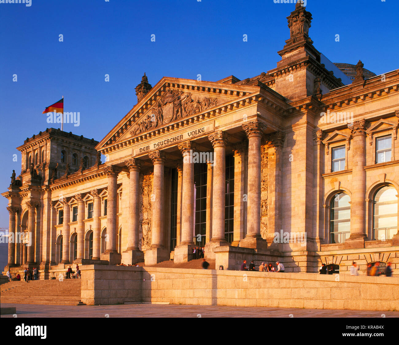 The Reichstag in the evening golden light, Berlin, Germany Stock Photo