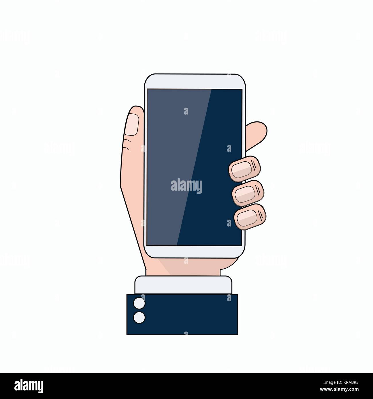 Business Man Hand Holding Cell Smart Phone Thin Line Design Stock ...