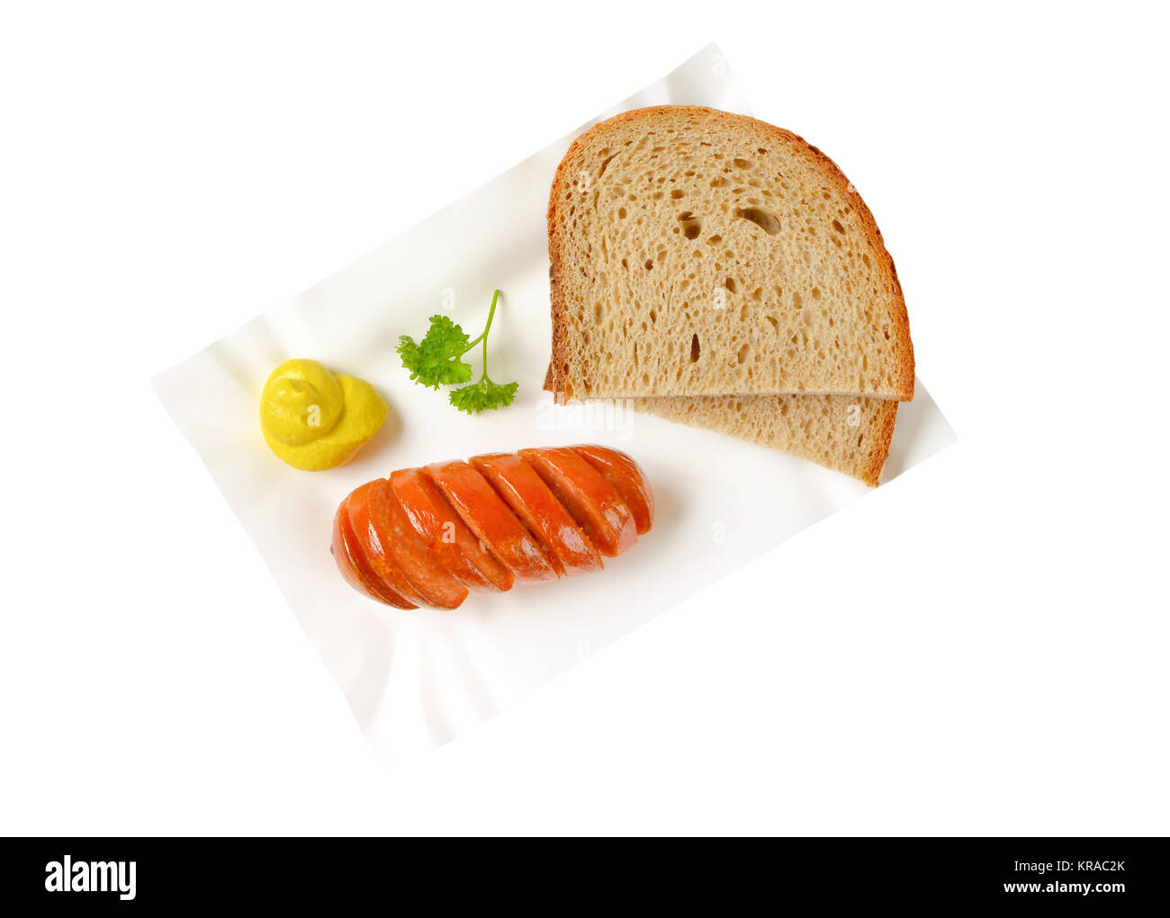 roasted sausage, mustard and bread Stock Photo Alamy