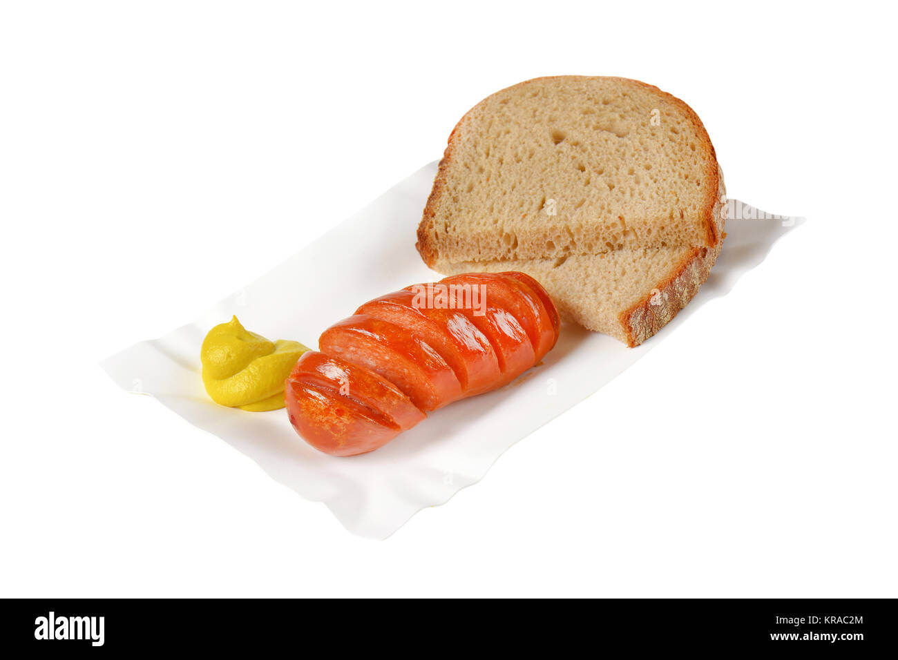 roasted sausage, mustard and bread Stock Photo Alamy