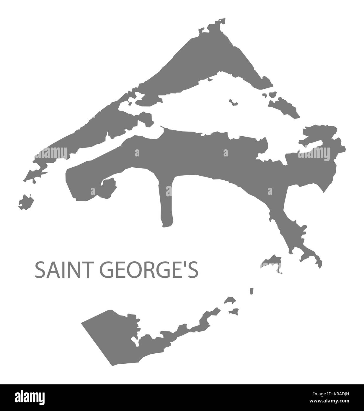 Saint Georges Bermuda Map grey Stock Photo
