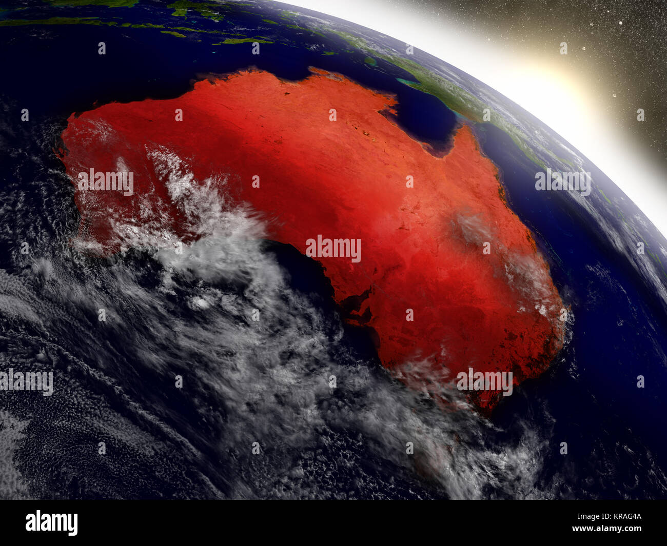 Australia from space highlighted in red Stock Photo Alamy