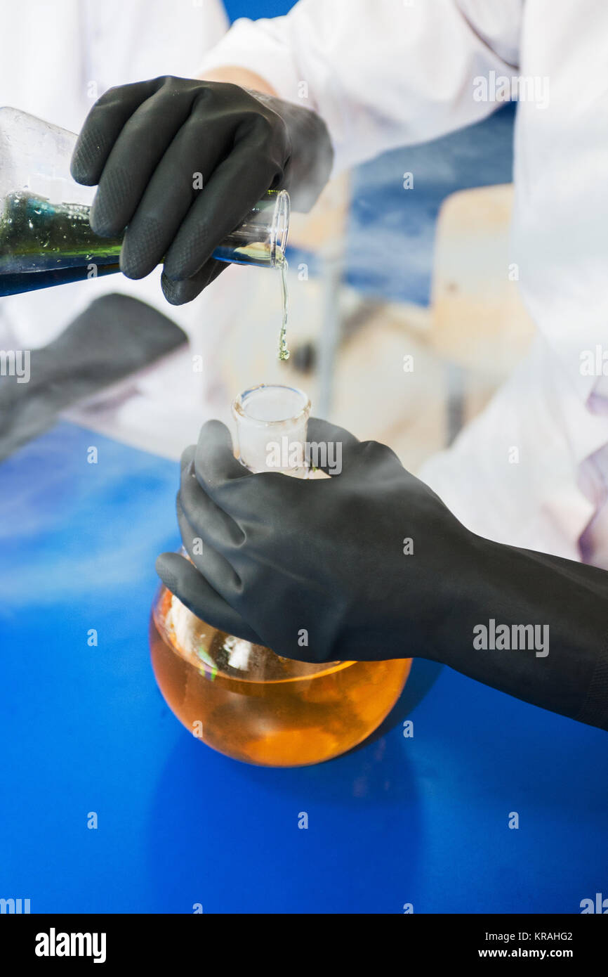 Experiments in a chemistry lab Stock Photo Alamy