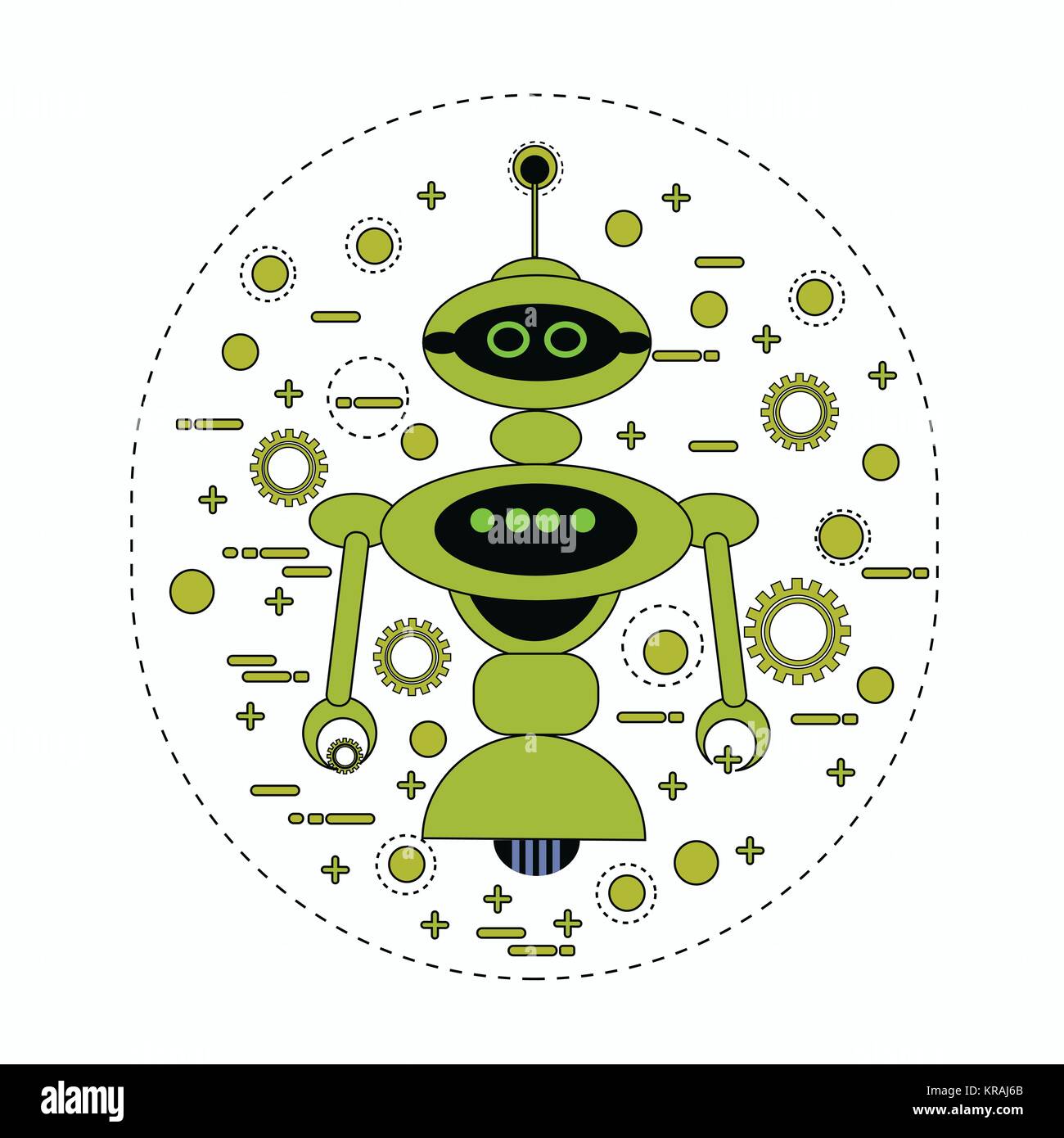 Cute Robot Cartoon Robotic Character Vintage Icon Stock Vector Image ...