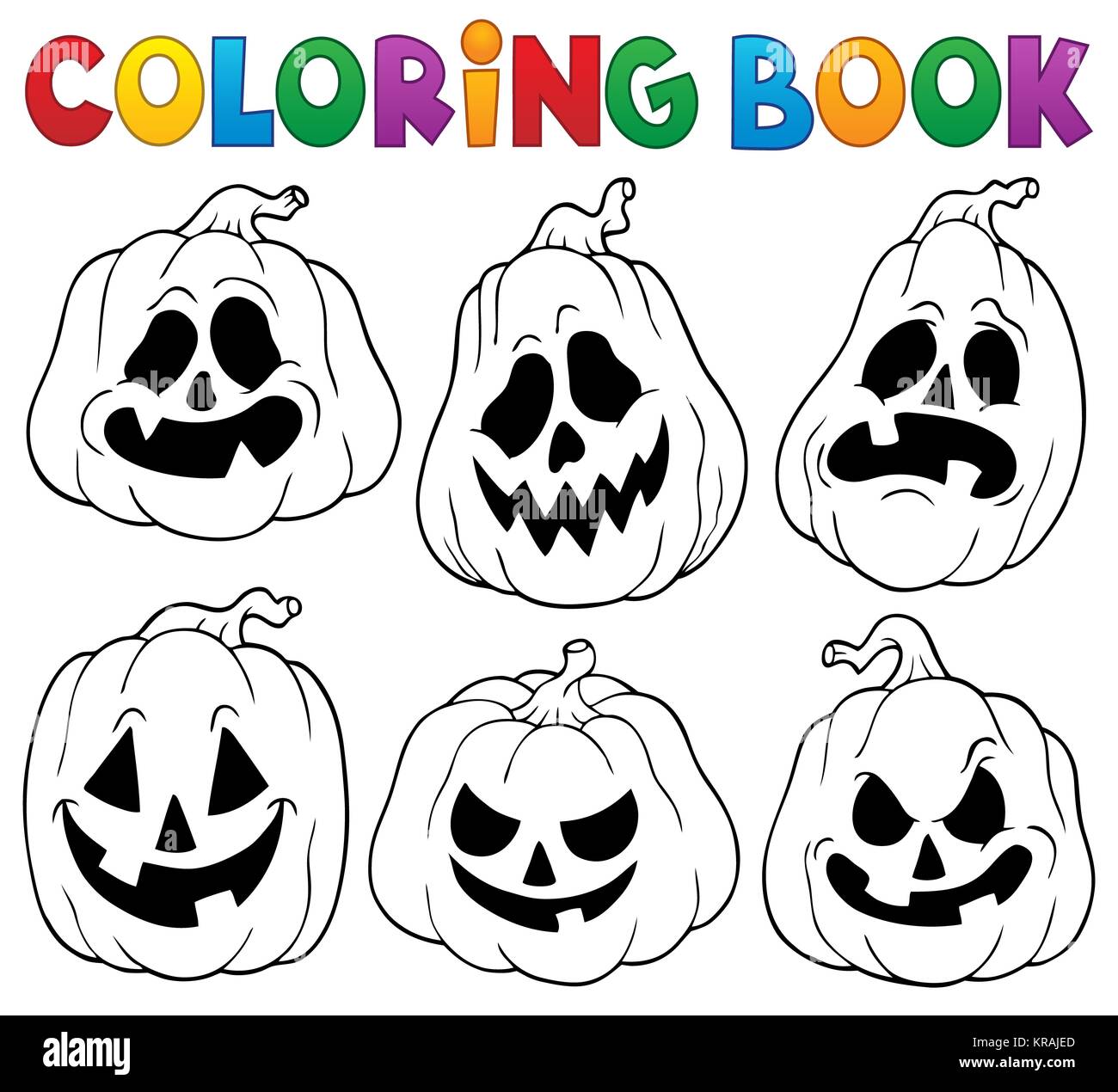 Coloring book with Halloween pumpkins 1 Stock Photo