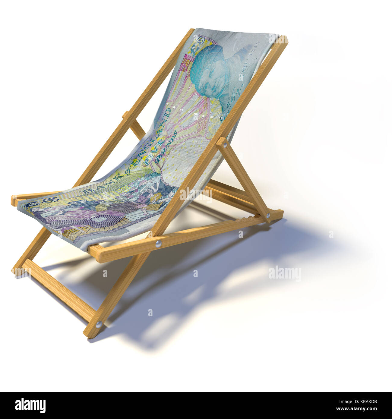 folding lounger with 5 english pounds Stock Photo