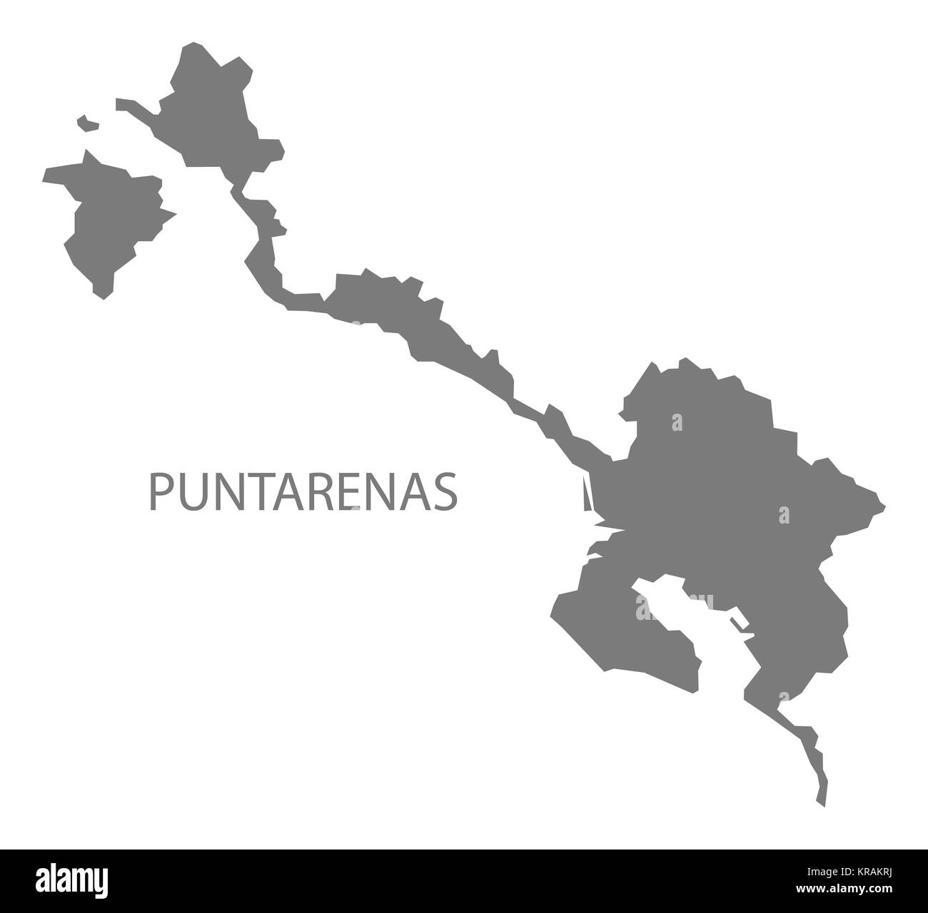 Puntarenas Costa Rica Map grey Stock Photo