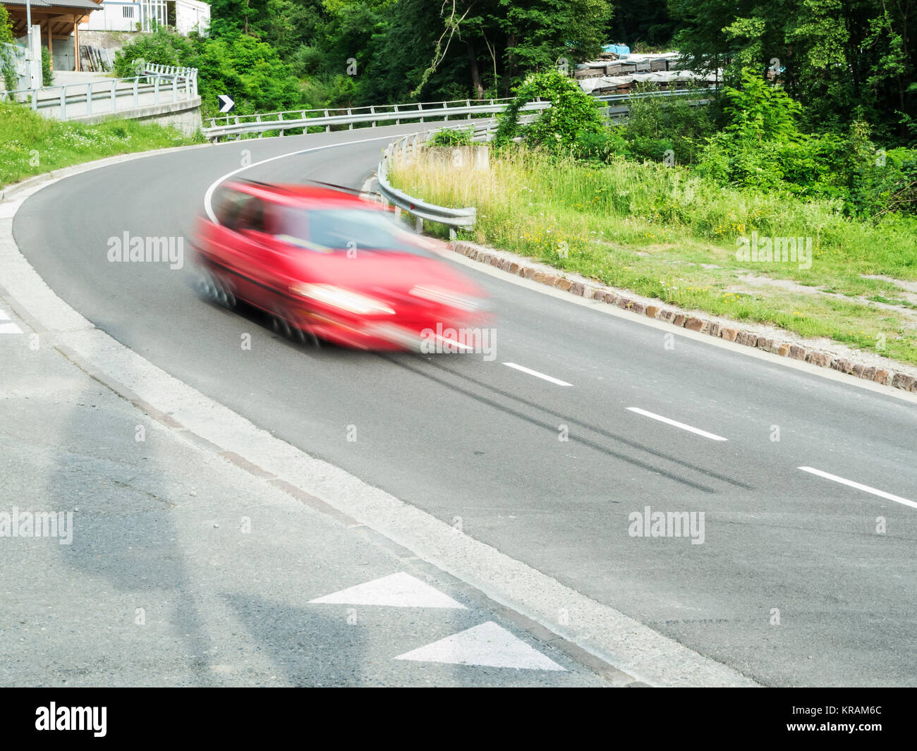 fast car in the curve Stock Photo