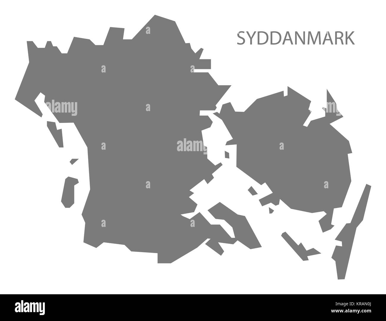 Syddanmark Denmark Map grey Stock Photo