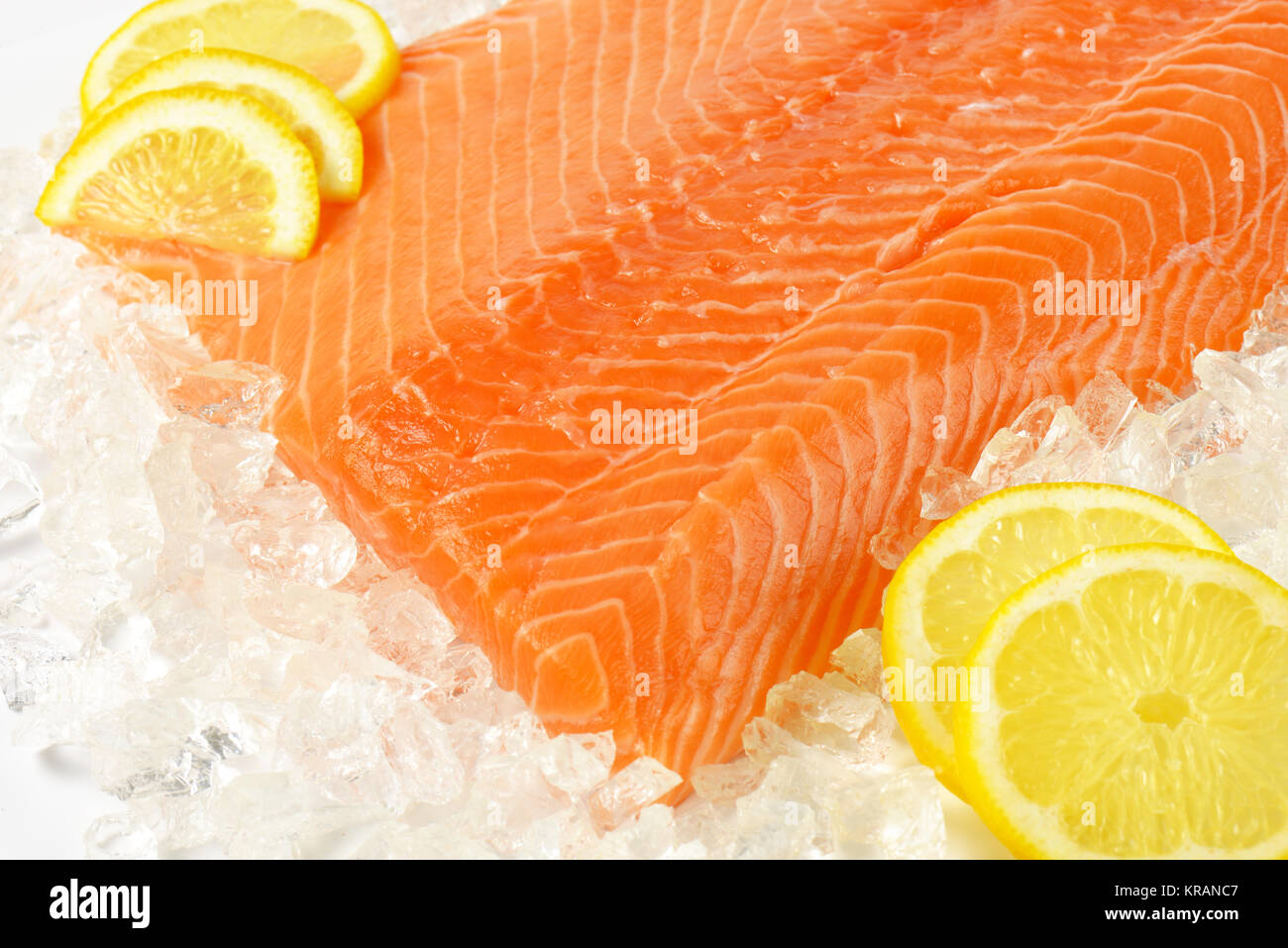 raw salmon fillet on ice Stock Photo - Alamy