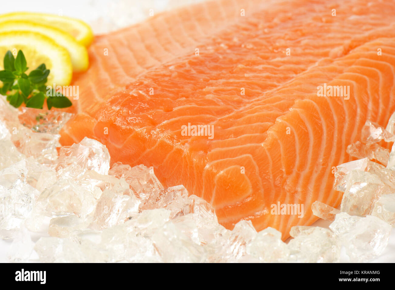 raw salmon fillet on ice Stock Photo - Alamy