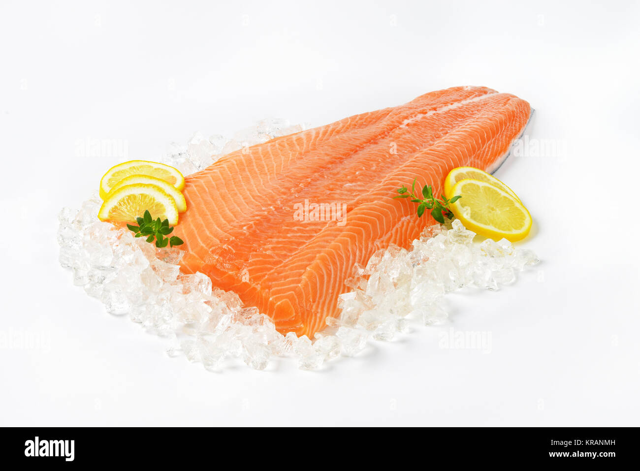 raw salmon fillet on ice Stock Photo - Alamy