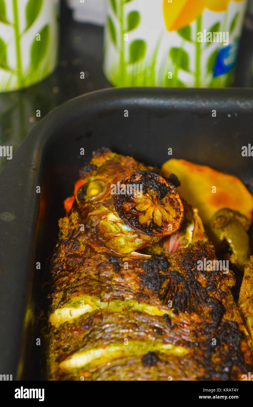 homemade grilled tilapia fish Stock Photo - Alamy