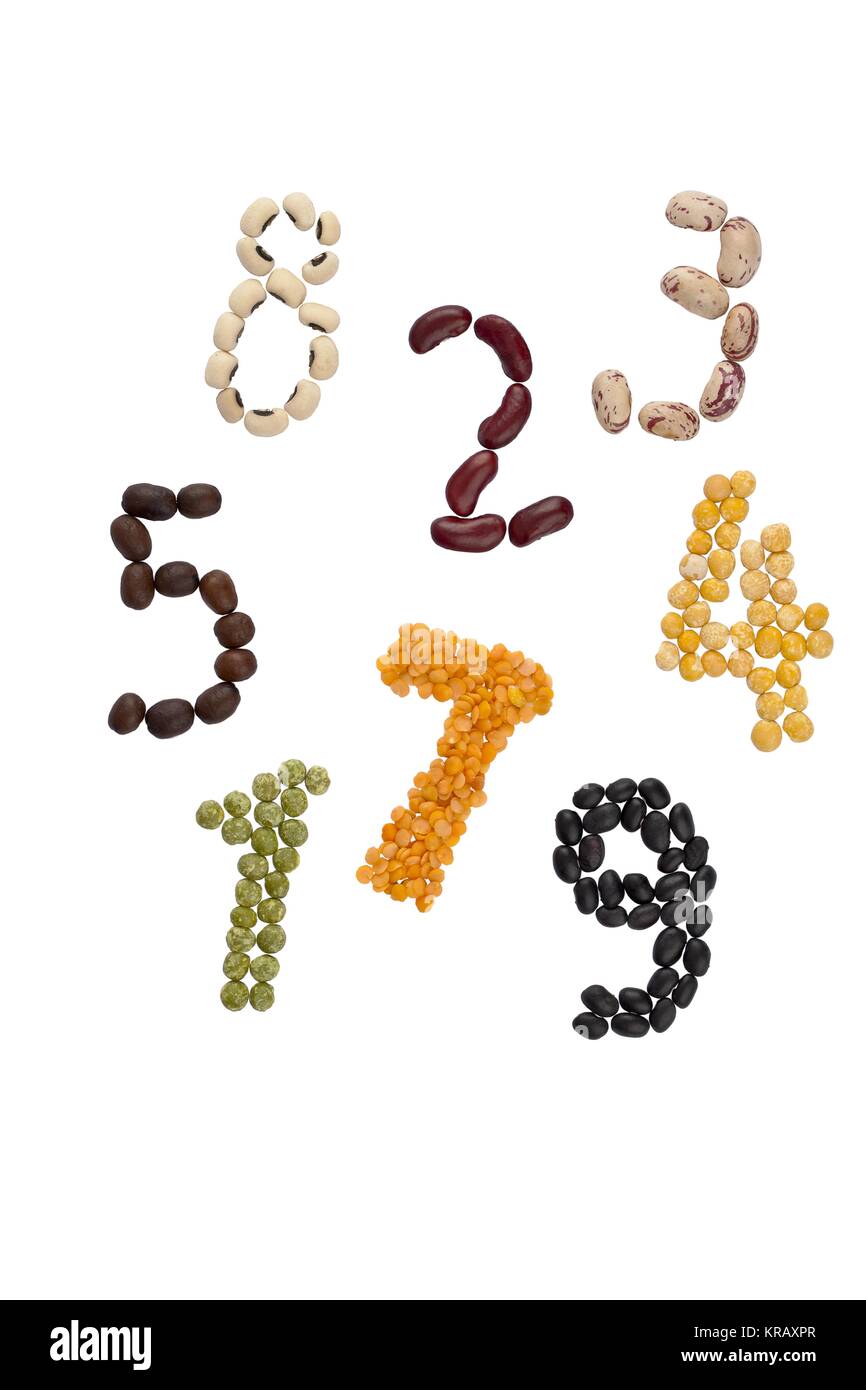 assorted beans forming numbers Stock Photo Alamy
