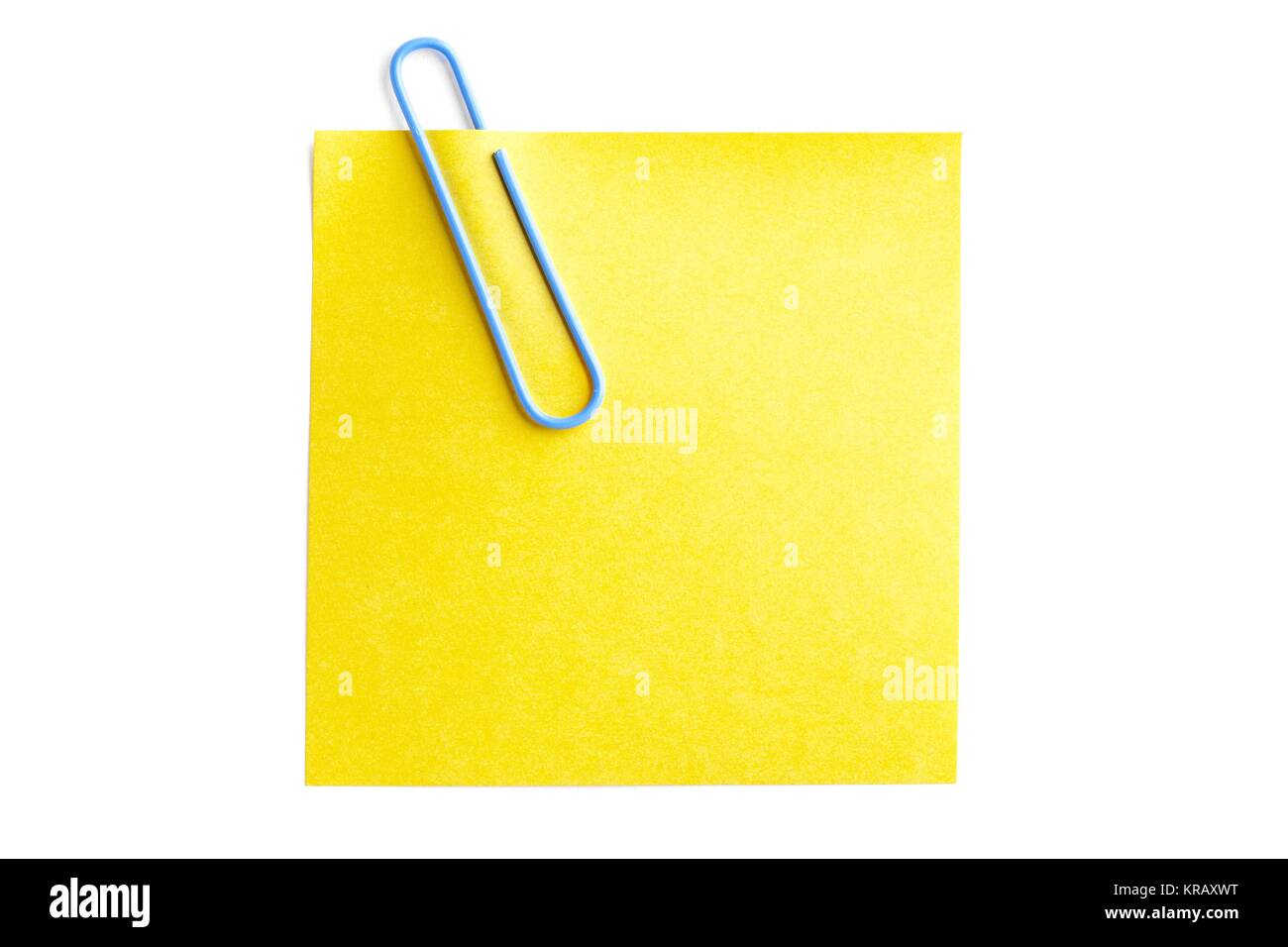 blue paperclip on note Stock Photo
