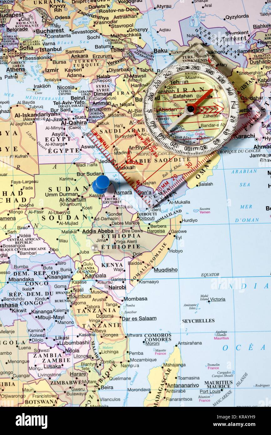 compass on world map Stock Photo Alamy