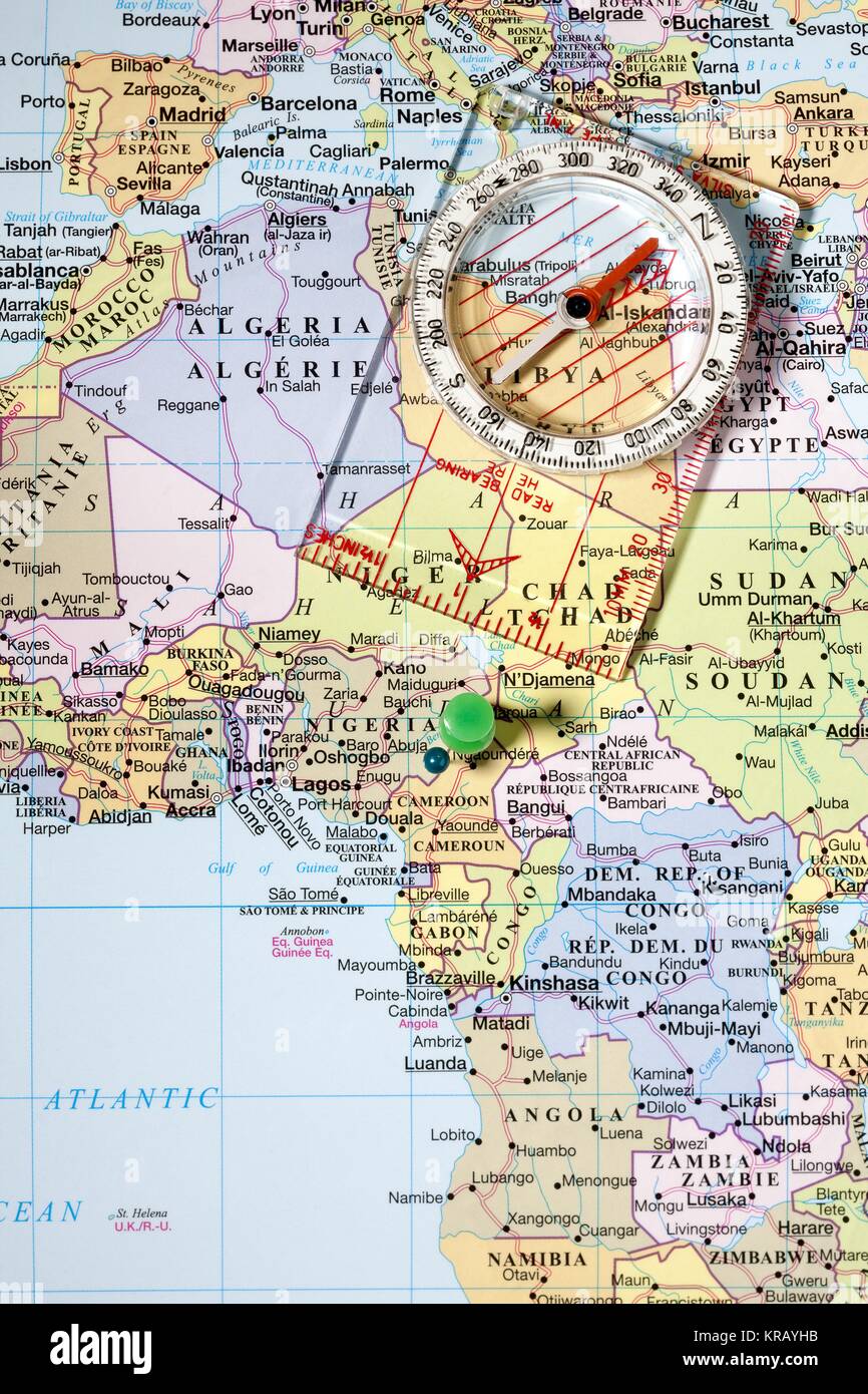detailed world map with compass