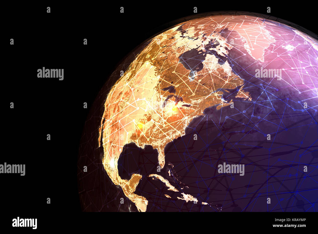 A globe showing global electronic communications and nodes. Stock Photo