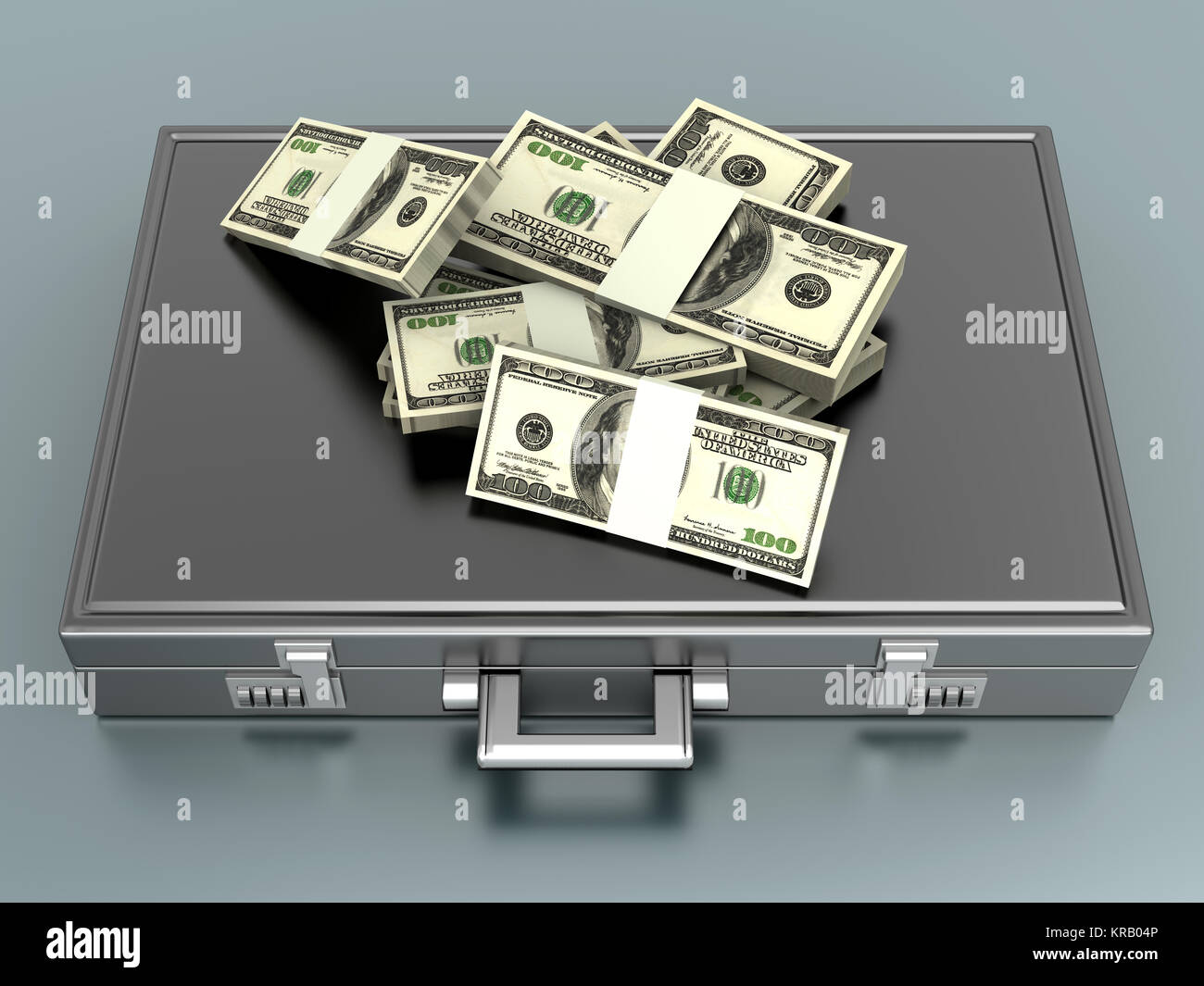 A Briefcase and Dollars in Cash. 3D rendered Illustration Stock Photo