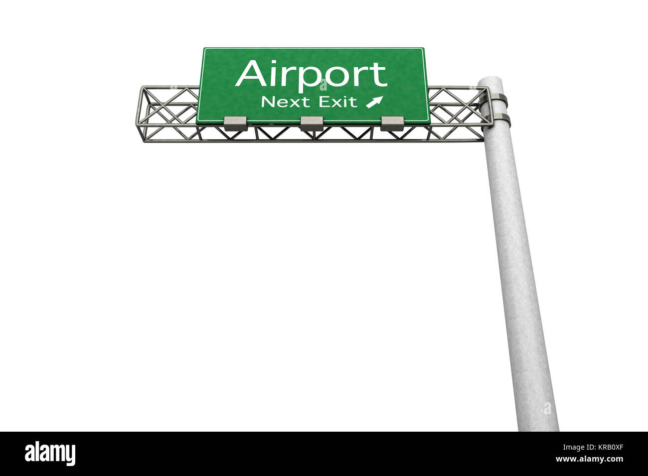 3D rendered Illustration. Highway Sign next exit to the Airport. Isolated on white. Stock Photo