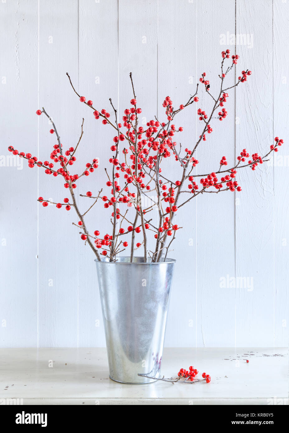 Winterberry used as a natural festive decoration. Stock Photo