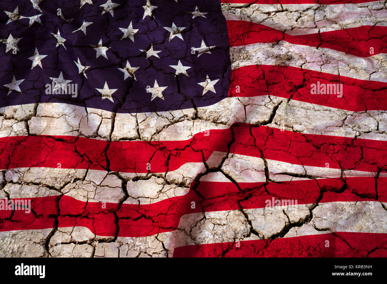 Cracked American Flag. Stock Photo