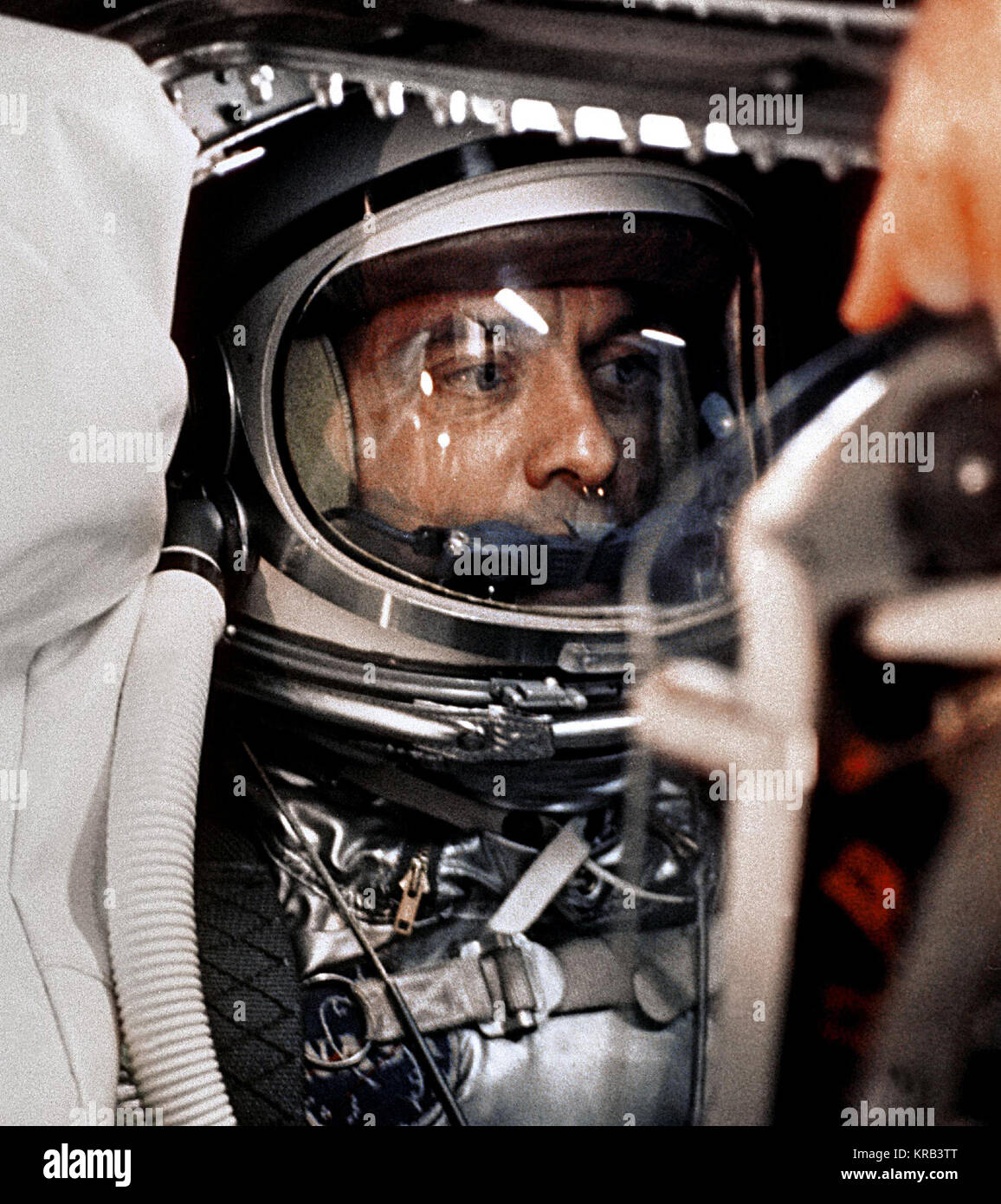 Alan Shepard in capsule aboard Freedom 7 before launch2 Stock Photo