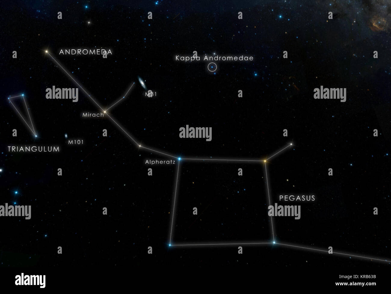 Kappa Andromeda Star Chart Stock Photo