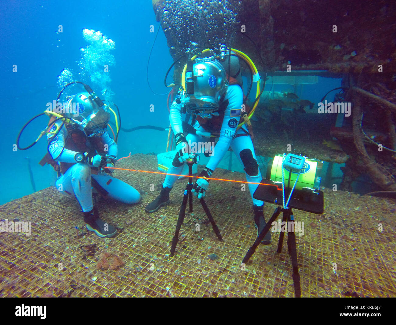 DCIM100GOPRO NEEMO 21 Matthias Maurer and Reid Wiseman Stock Photo