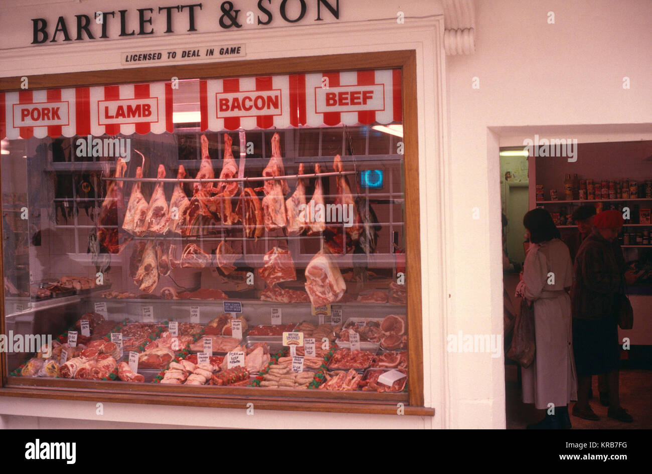 Bartlett & Son butcher, Green Street, Bath, England, UK 1988 Stock Photo Alamy