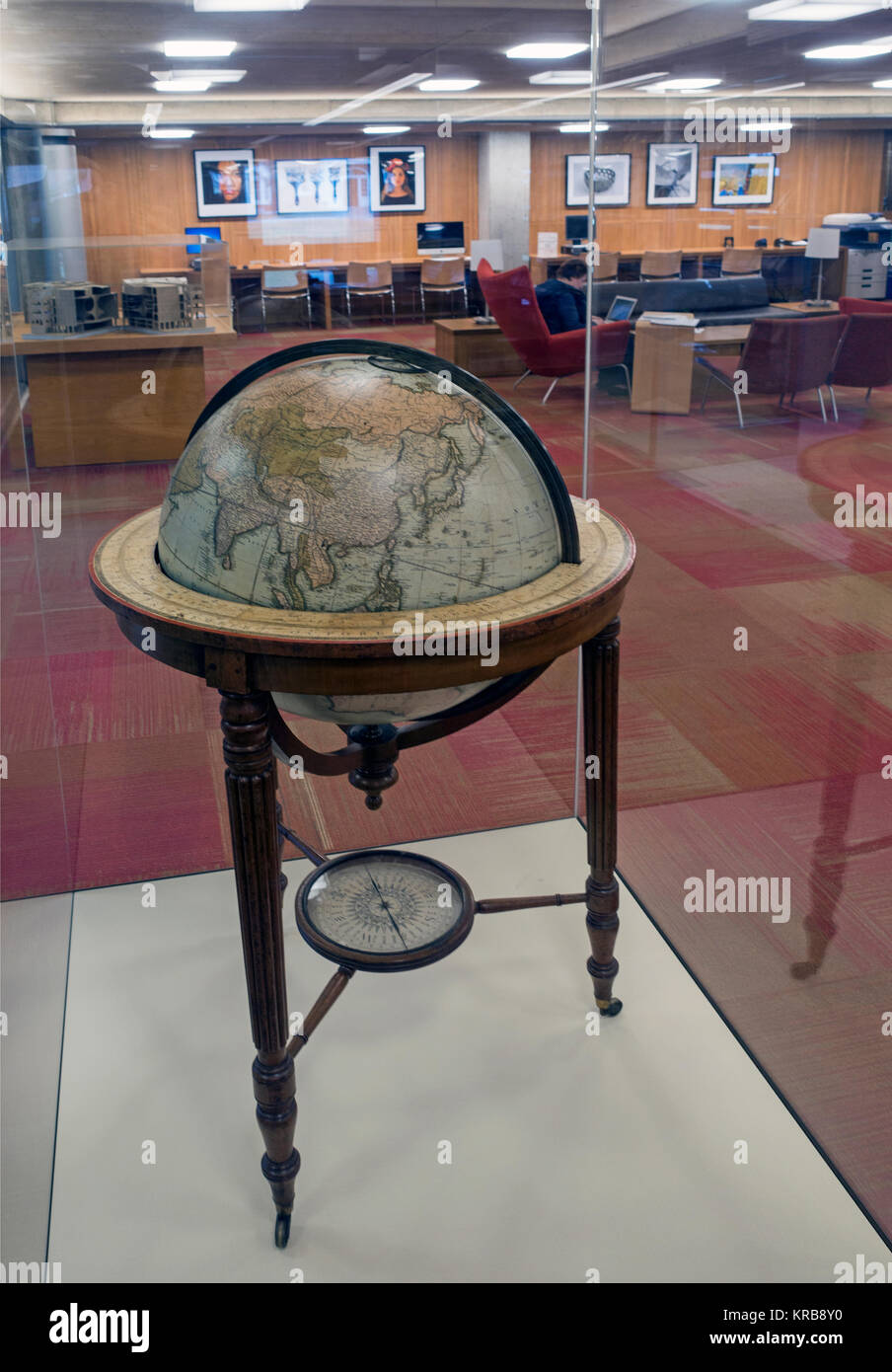 restored globe Phillips Exeter Academy library Manchester NH Stock Photo