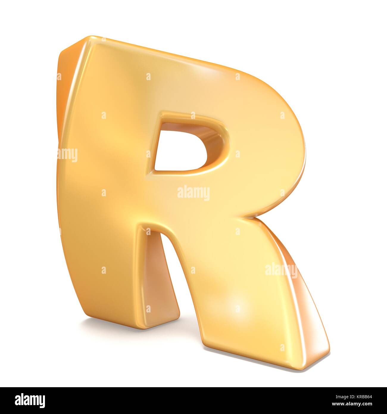 Orange twisted font uppercase letter R 3D render illustration isolated ...