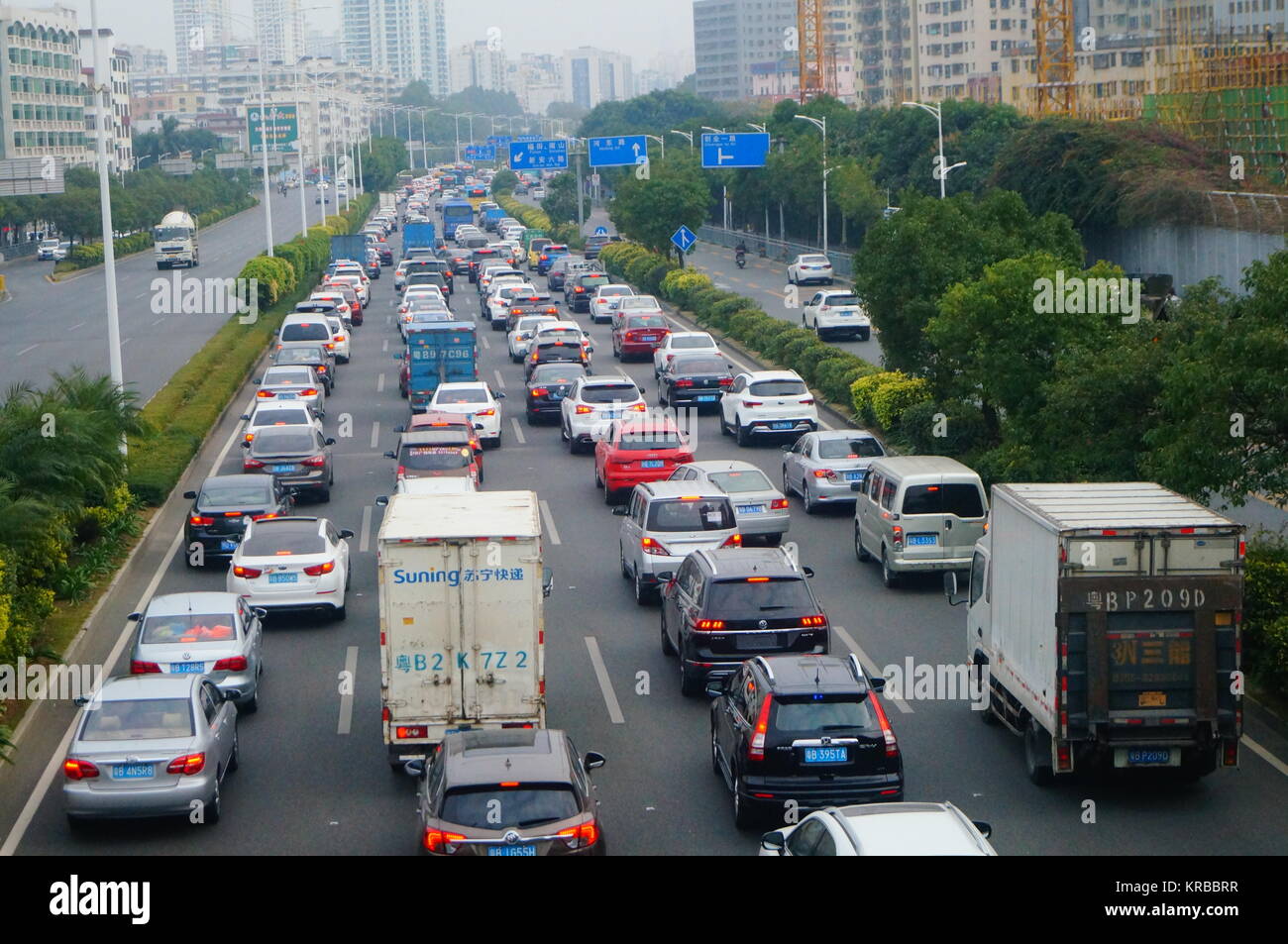 Shenzhen, China 107 National Highway Transportation Landscape Stock