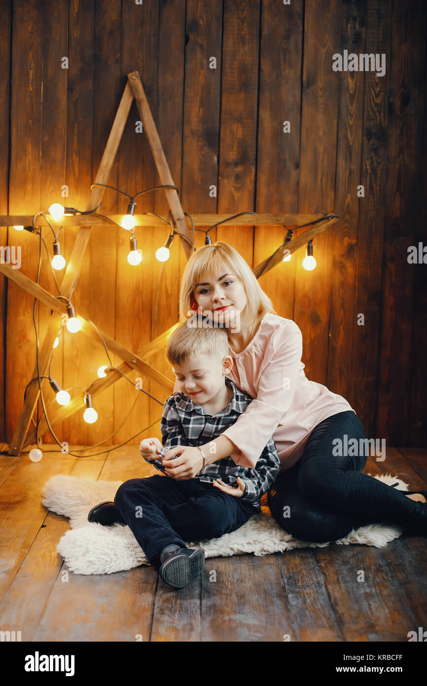 happy family of two Stock Photo - Alamy