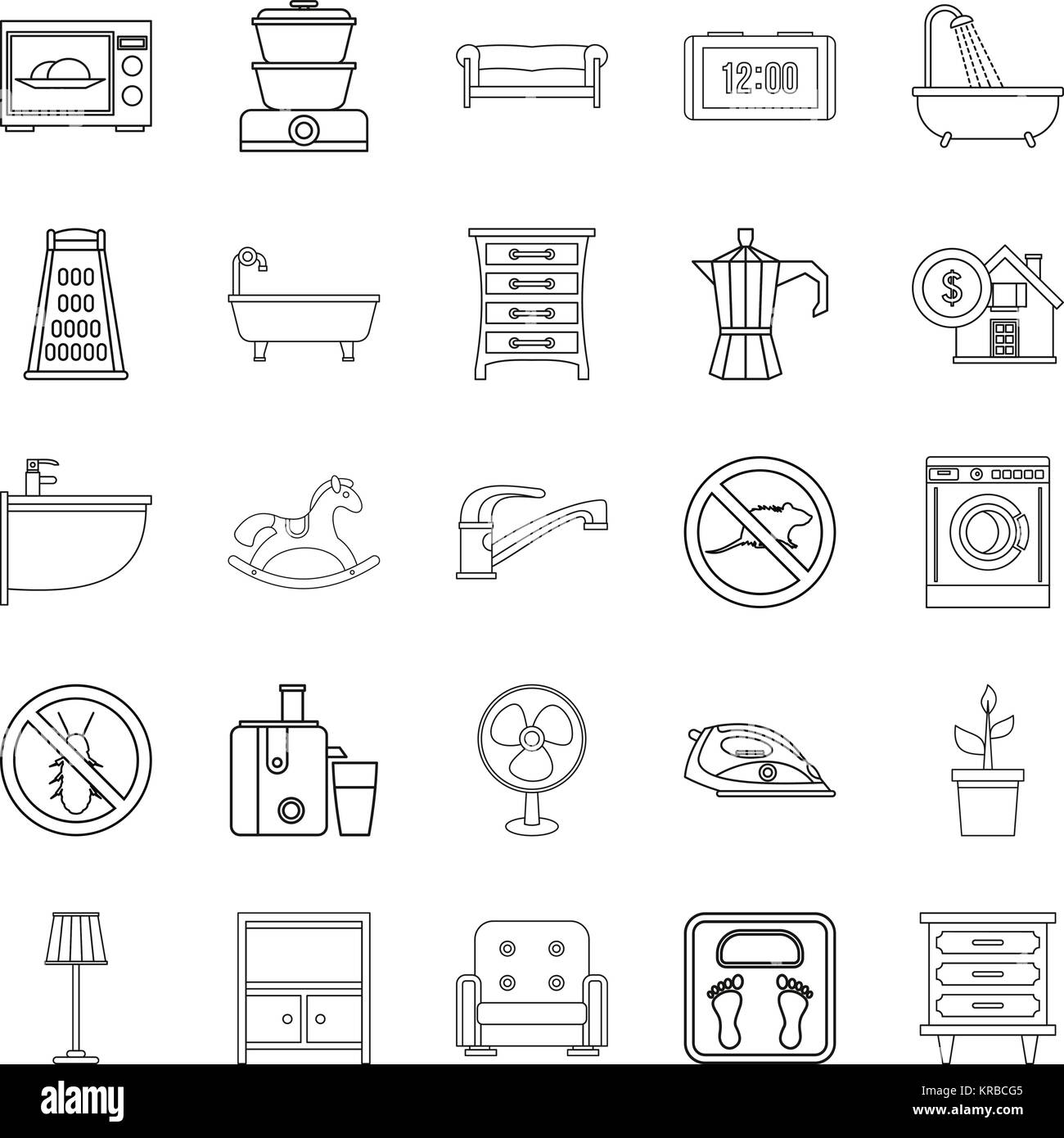 Comfortable house icons set, outline style Stock Vector Image & Art - Alamy