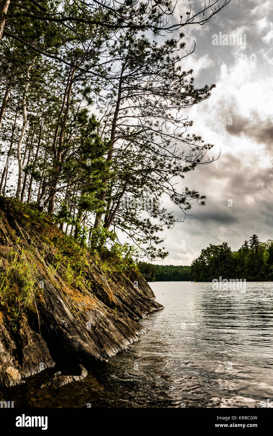 family kayaking on Flying Pond, Mount Vernon, Maine Stock Photo Alamy