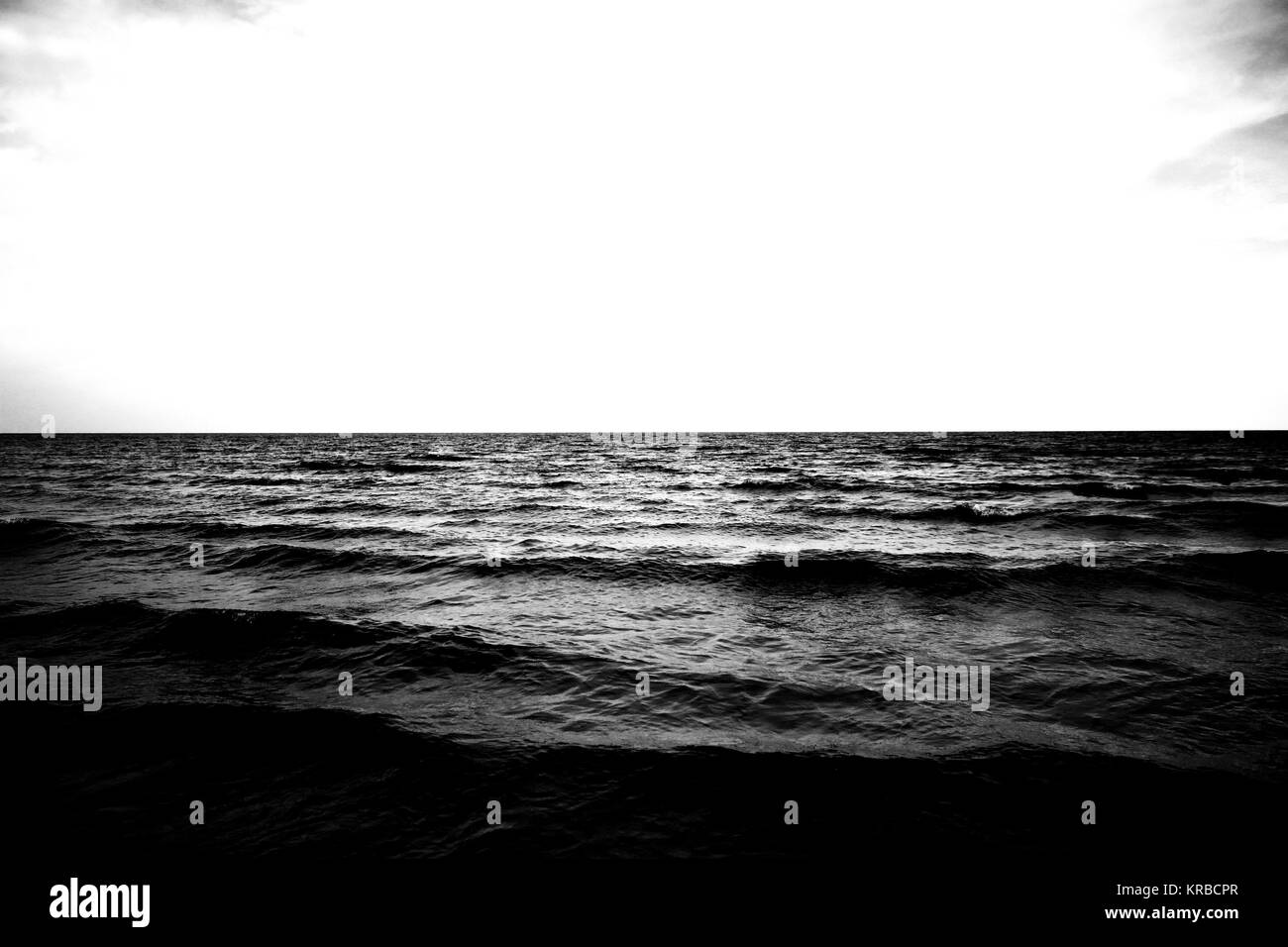 Beautiful black and white color on soft wave sea water for background. Stock Photo