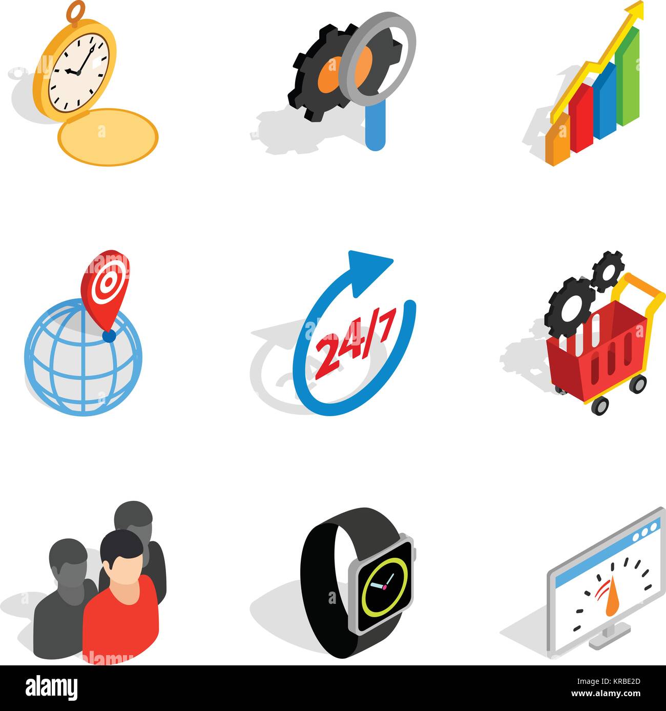 Business management icons set, isometric style Stock Vector Image & Art ...